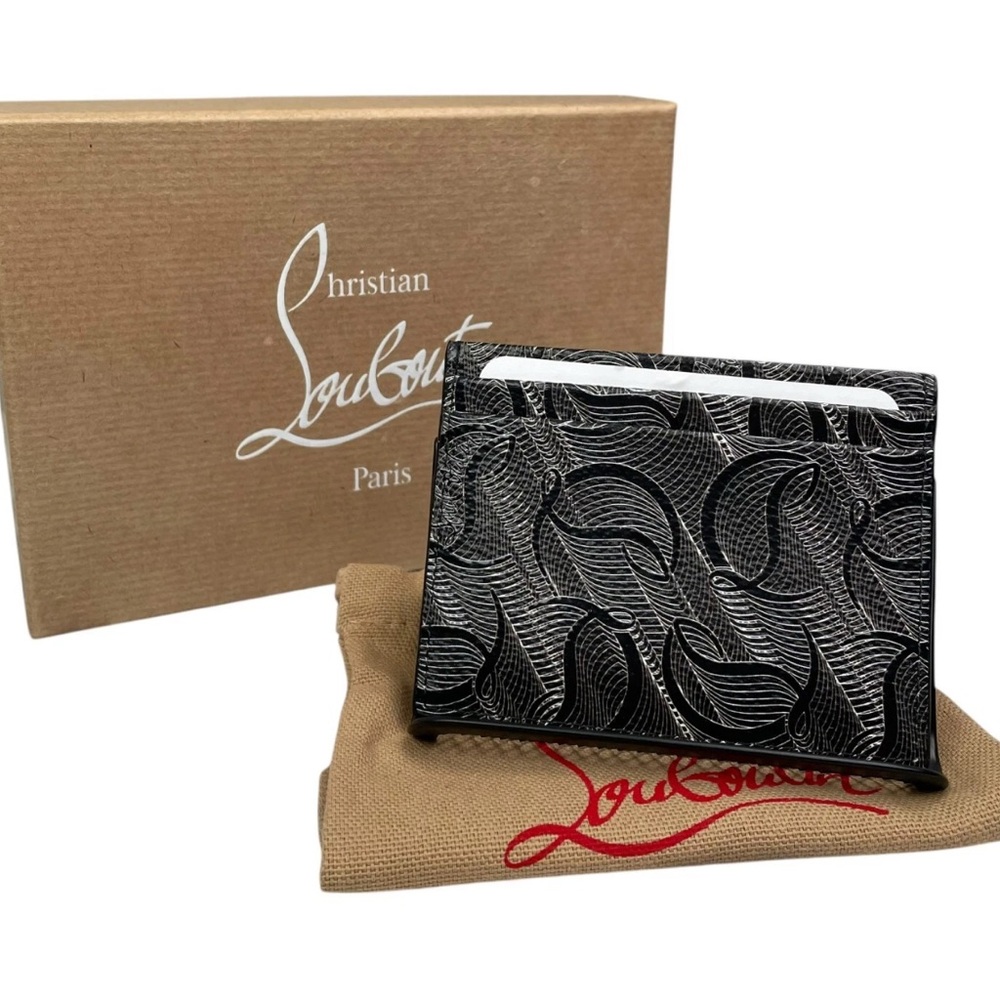 Christian Louboutin Signature Metallic Monogram Print Leather Card Case - Picture 2 of 15